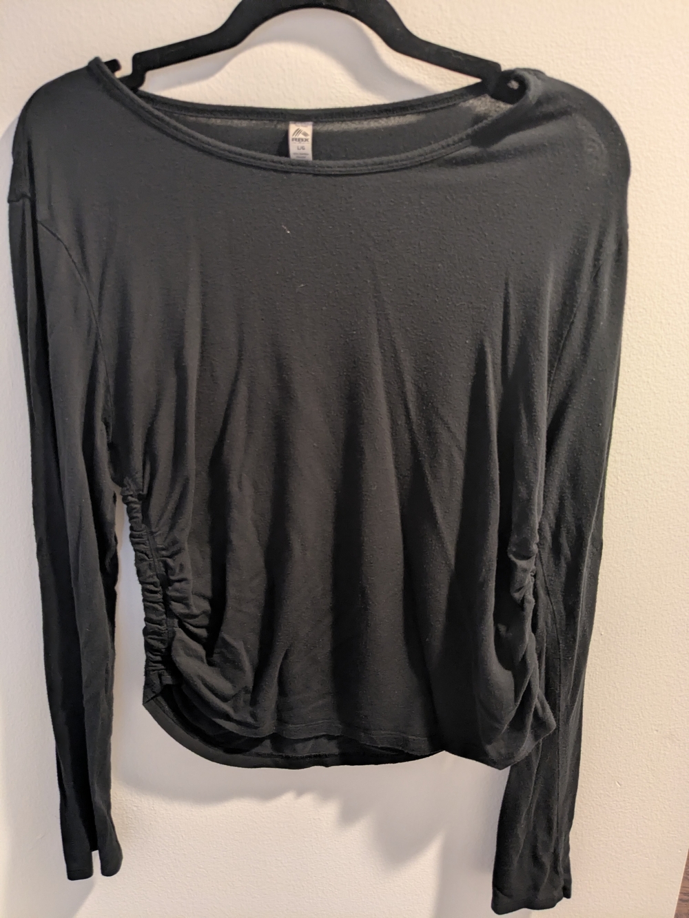 RBX Black Long-Sleeve Side-Ruched Tee